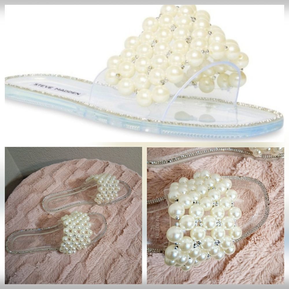 Steve Madden Women's Pearl Embellished Sandals - Cream Size 6